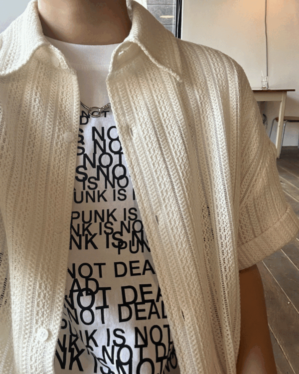 로아 크로쉐 반팔 셔츠 (2color)