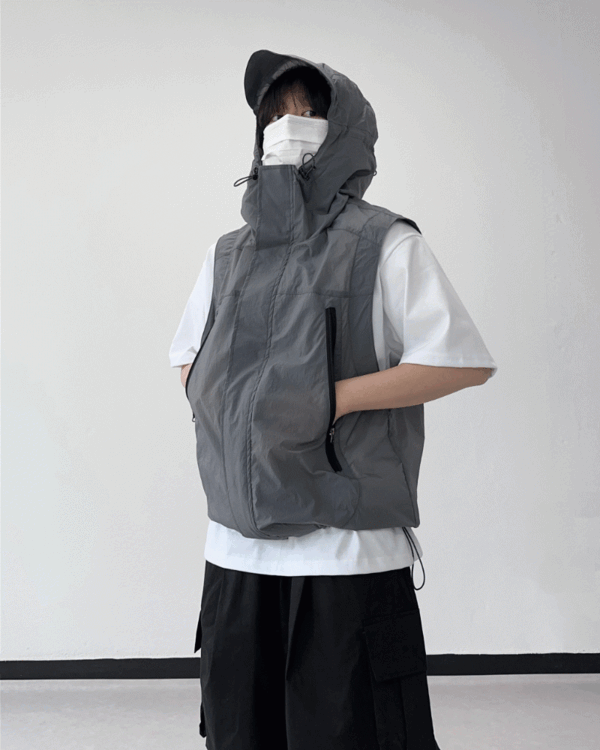 Pellucid nylon hood vest (2color)