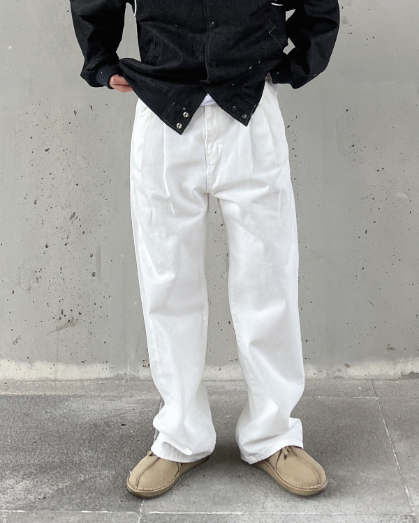 White two-tuck pants